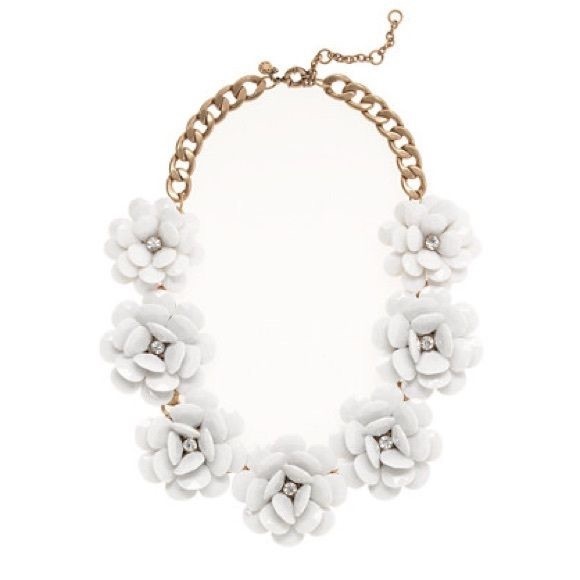J.Crew White Floral statement necklace with studs - Picture 1 of 9